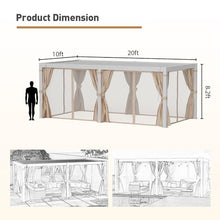 COSIEST 10'x20' Outdoor Louvered Pergola with Adjustable Roof, Netting & Curtains, Hardtop Gazebo Sun Shade White