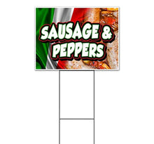 Sausage & Peppers (18" x 24") Yard Sign, Quantity Discounts, Multi-Packs, Includes Metal Step Stake, Bandit, New, Advertising, USA