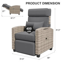 SunnyFurn 2PCS Outdoor Recliner Chair, Reclining Patio Chairs with 150° Adjustable Backrest & Footrest, Wicker Recliner Chairs with Flip Table and Removable Thick Cushion for Poolside, Deck, Balcony
