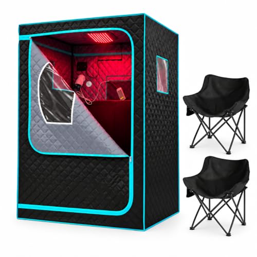 AURGOD 2 Person Portable Infrared Sauna for Home with Red Light, 1500W 120V