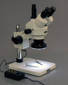 AmScope Digital Trinocular Stereo Zoom Microscope with LED Ring Light Multi