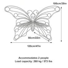 LIKANGLONGJU Butterfly Outdoor Garden Bench Heavy Duty Cast Iron 573 lbs Capacity 47 Inch Wide Seating for Patio Porch Backyard Street and Park(Blue)