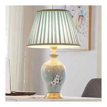 WOAITIANTIAN Desk Lamps Remote Control Ceramic Table Lamp with Painted Flower for Bedside