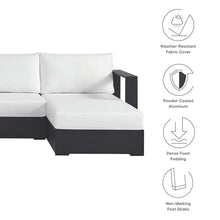 Modway Tahoe Aluminum 4-Piece Outdoor Patio Furniture Gray White, Modular Sectional Sofa Set with Chaise Lounges, Weather-Resistant Cushion, Ideal for Deck, Backyard, Poolside