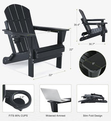 ABCPATIO Set of 6 Adirondack Chair HDPE Cup Holders Heavy Duty Patio Black