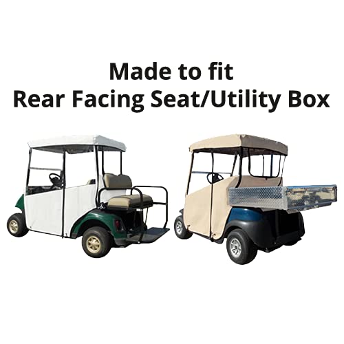 DOORWORKS GOLF CART ENCLOSURES 3-Sided Golf Cart Cover Black - Utility Box / Rear Seat