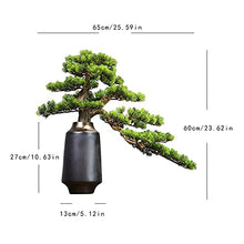 Fake Plants 23 Inch Tall Artificial Pine Bonsai Ornament, Simulation Welcoming Pine, Faux Tree for in The Wine Cabinet and Tea Room（with Cleaning Brush） Bonsai Tree