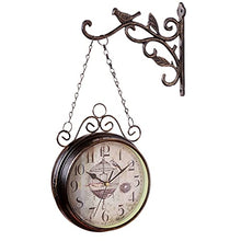 NUHSLF Double-Sided Outdoor Garden Clock - Wrought Iron Fashion Wall Metal ClockClock with Bell Shape