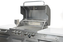 Mont Alpi Premium 70" W Stainless Steel Outdoor Kitchen Island with Refrigerator + 32" W 4-Burner BBQ Gas Grill + Universal Flat Top Griddle + Pizza Peel + Cleaning Brush + Spatula + Cutter + Scraper