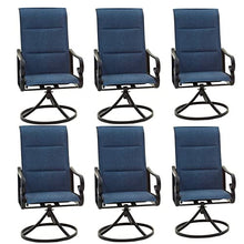 LOKATSE HOME 6 PCS High Back Textilene Outdoor Patio Swivel Chairs Blue