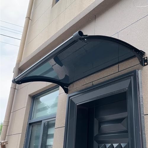 Outdoor Patio Awning Black Aluminum 100x380cm (S) for Doors & Windows UV Protection Rain Resistant with Large Water Reservoir Sunshade for Home & Garden