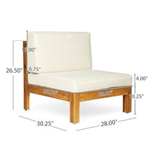 Christopher Knight Home Outdoor Acacia Wood 8 Seater Sectional Sofa Set with Coffee Table, Teak and Beige