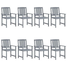 fsahslih Patio Chairs Set of 8 Solid Acacia Wood Gray Armchairs