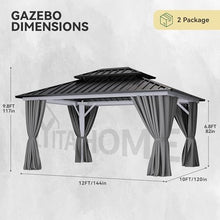 YITAHOME White Gazebo Hardtop 10x12ft Double Roof Aluminum Frame Gazebo