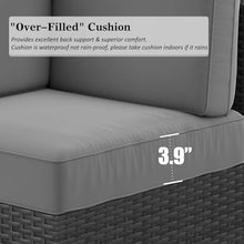LayinSun 15 Piece Patio Furniture Set with Fire Pit Table, Wicker Rattan Sectional Sofa, Coffee Table F15-Black/Gray