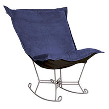Howard Elliott Collection Scroll Puff Rocker Chair with Cover, Multipurpose Butterfly Seating Chair with Titanium Frame for Camping, Patio, Indoor and Outdoor Home Use, Bella Royal