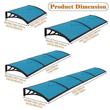 Outdoor Polycarbonate Patio Door Awning Rain Snow Protection for Porch Balcony Deck Entrance Brown 120x300cm/47x118in