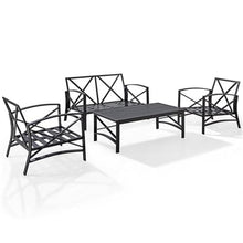 Afuera Living 4-Piece Outdoor Patio Sofa Set, Mist Green Cushions, Oil Rubbed Bronze Steel, Includes Loveseat, 2 Chairs, Coffee Table, Weatherproof Materials, UV-Fade Resistant, Seating for 4,