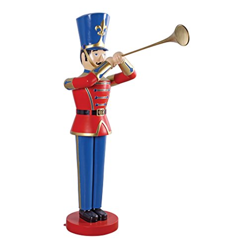 Design Toscano Giant 9 Foot Tall Nutcracker Ballet Trumpeting Toy Soldier Holiday Decor Statue Full Color