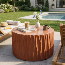 Merax Round MGO Coffee Table, Wave Textured Accent Table