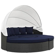 Outdoor Escape Blue Outdoor Daybed with Cushioned Backrest, Durable Frame, Connects from 4 Pieces, Comfortable Seat Height, Perfect for Patio and Garden Lounging