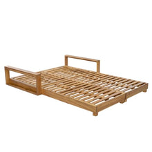 Double Acacia Wood Chaise Lounge, Light Natural Finish 2-Person Outdoor Recliner with 4-Position Adjustable Backrests, 800 LBS Weight Capacity, Wooden Slatted Sunbed for Patio, Poolside & Backyard