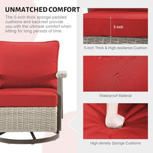 Yokayoay Wicker Patio Chairs Set of 2 Outdoor Swivel Rocking Chairs Grey/Red