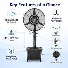 WAMJ AQDY Outdoor Misting Fan with 12 Gal Water Tank and Pump