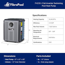 FibroPool Swimming Pool Heat Pump Full Inverter FH235 35,000 BTU Black