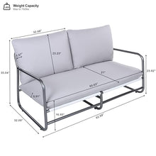 Christopher Knight Home Outdoor Patio 2-Seater Aluminum Loveseat with Water-Resistant Cushions, Modern Metal Frame Sofa with Thick Removable Cushions for Balcony, Backyard, Garden and Deck, Light Gray