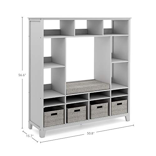 Martha Stewart Kids' Storage System Grey Wood Bookshelf Cubby with Seat Cushion