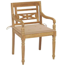 Foknhdi Teak Garden Dining Chairs Set of 6, Brown Solid Wood, Outdoor Weather-Resistant with Beige Cushions, 20.3"x21.7"x33.1"