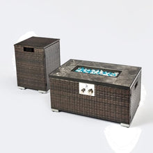 Neojoyoenix Outdoor Rectangle Fire Pit Table with Propane Tank Cover
