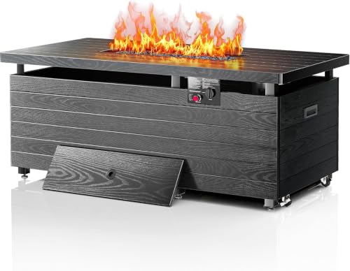 51” Outdoor Propane Fire Pit Table, 50000 BTU 4-in-1 Gas Fire Pits, Gray