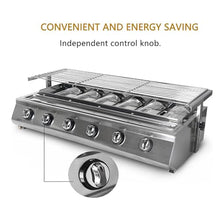 UYCVT Smokeless Gas Grill, Portable Liquefied Gas Oven with 6 Burner, Adjust Height Smokeless BBQ, Stainless Steel Outdoor Barbecue Cooking Oven, for Courtyard Camping Par