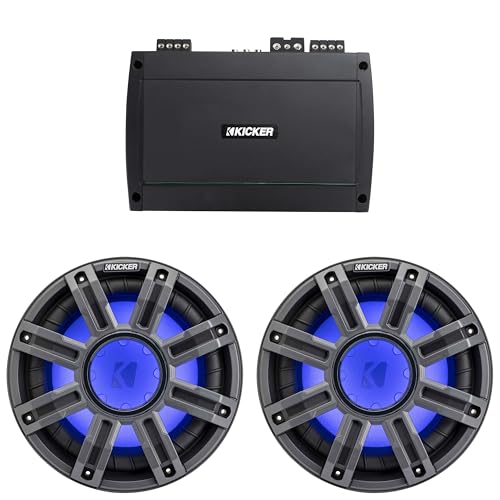 KICKER 10-Inch Premium Marine Subwoofer & 48KXMA8004 Marine Amp Bundle