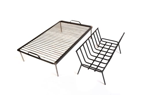 Charquery Grills Argentine Iron Grill Set Asado Parrilla Argentina Grill + Brazier for Outdoor Kitchen, Open Fire Cooking (Medium)