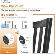 PHI VILLA Stackable Patio Dining Chairs Set of 4,Wrought Iron,Black