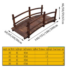 TT-YEL Decorative Pond Bridge Landscape, Wooden Curved Bridge with Safety Railings, Outdoor Pond Bridge Pedestrian Wooden Bridge for Garden, Creek, Brown,Total Length 180cm