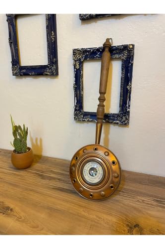 Antique Wooden Barometer 30 x 7 Inches - Vintage Weather Station Instrument for Home Decor - Authentic European Craftsmanship - Brown, 12x3 inch
