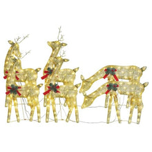 6-Piece Christmas Reindeer Set, Lighted Gold Fabric Holiday Decoration with LED Lights, Indoor Outdoor Display for Lawn Garden Decor, USB Powered Festive Figurine Collection