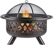 Garden Fire Pit Grill Bowl Grill Barbecue Rack Small Fire Pit,Outdoor Fire Pit with BBQ Grill Shelf Fire Bowl with Spark Protection Mesh Extra includes Poker and Cover Garden Patio Heater