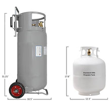Flame King 40LB Empty Propane Tank with Wheels, Horizontal & Vertical LP Cylinder with Built-in Gauge for Fire Tables, Fire Pits, Patio Heaters, Barbeques, Lunch Trucks, Weed Torches & Truck Campers