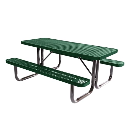 COATEDOUTDOORFURNITURE 6Ft Rect Picnic Table, Expanded, Green