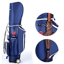 ACXZ Golf Clubs Cart Carry Bag with Wheels 5 Way Dividers, Lightweight Trolley Bag Blue