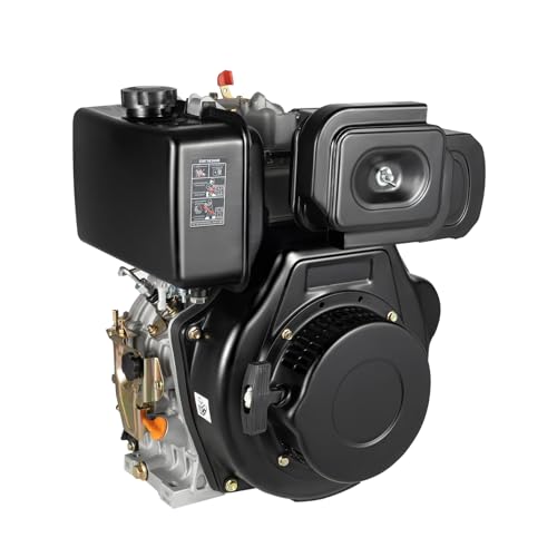 JLYNOWPT 418CC Diesel Engine 10HP 4 Stroke Diesel Motor Vertical Shaft Engine Motor with Air-Cooled System Recoil Manual Start for Garden Irrigation