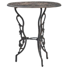HGFDVCMR 23 Inch Cast Aluminum Bistro Table, Round Bronze Floral Motif