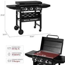 Royal Gourmet 3-Burner Gas Griddle with Hood, Collapsible Side Shelves