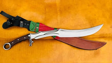 EGKH 24" Handmade Carbon Steel Blade Survival Machete Knife for Hunting Camping Bushcraft with Rosewood Handle and Leather Sheath - Tempered, Sharpened, Ready to Use