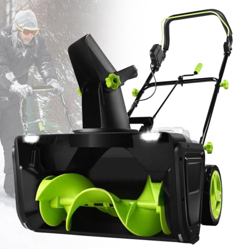 Cordless Snow Shovel, 40V 4.0Ah Battery Powered Snow Thrower 2Batteries